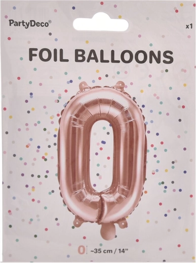 Folieballon cijfer 0 parelroze 35 cm