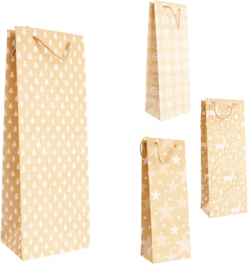 Kerstcadeautas beige-wit 13 × 10 × 35 cm (4 varianten)