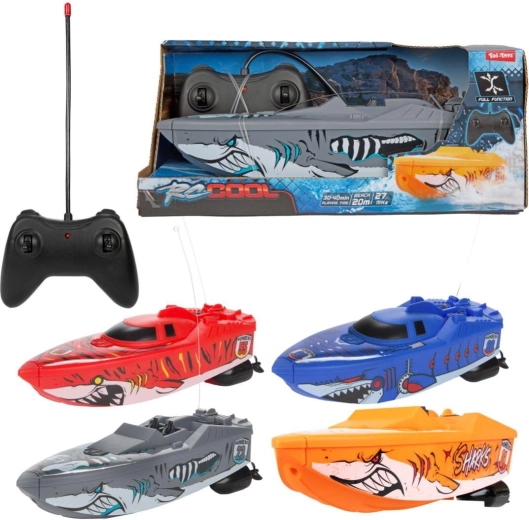 RC-motorboot met afstandsbediening 27 MHz met haaienmotief