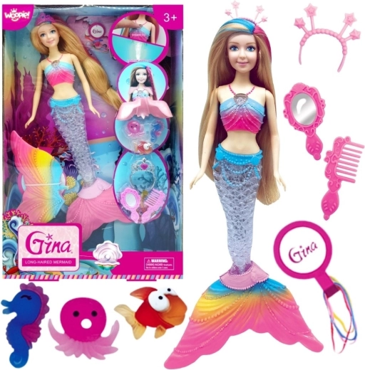 WOOPIE Zeemeermin Gina met regenboogstaart en accessoires