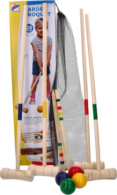 WOODY tuin-croquet voor het hele gezin met nettas