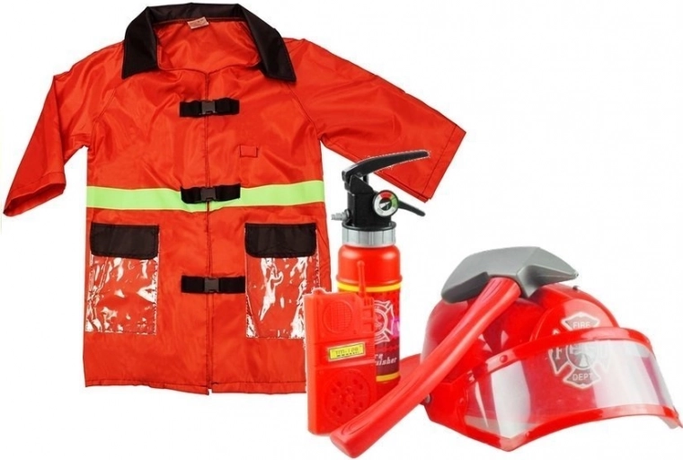 Kinderbrandweerkostuum met helm en accessoires rood