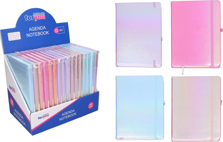Gelijnd notitieboek A5, 80 pagina's, gemengde kleuren - 1 stuk