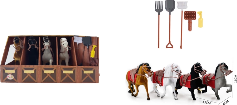 PLEJO set van 4 paarden met accessoires - 1 stuk
