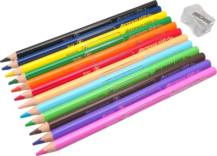 Kleurpotloden jumbo – set van 12 stuks + puntenslijper