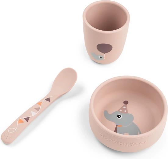 Done by Deer eerste eetset Stick&Stay Celebration roze