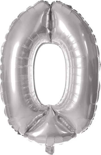 Folieballon cijfer 0 30 cm zilver TORO