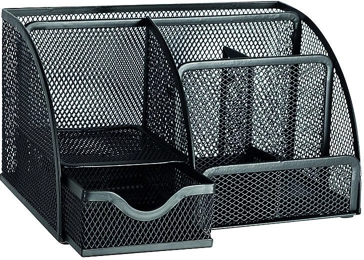 Metalen bureau-organizer met lade, zwart