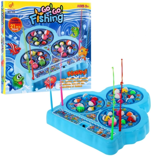 Kinderspel vissen vangen met roterende vijvertjes 3+ – Blauw