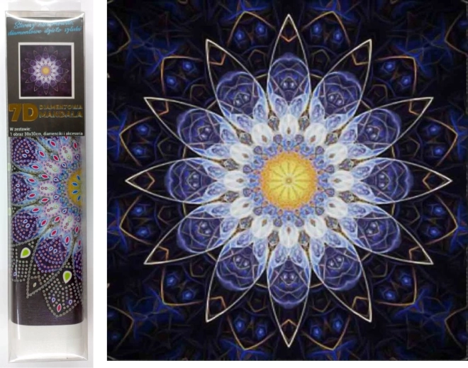 Diamant schilderen 7D – blauwe mandala 30 × 30 cm