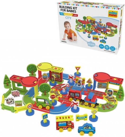Millaminis City Grote stad baby soft schuim bouwset 82 onderdelen