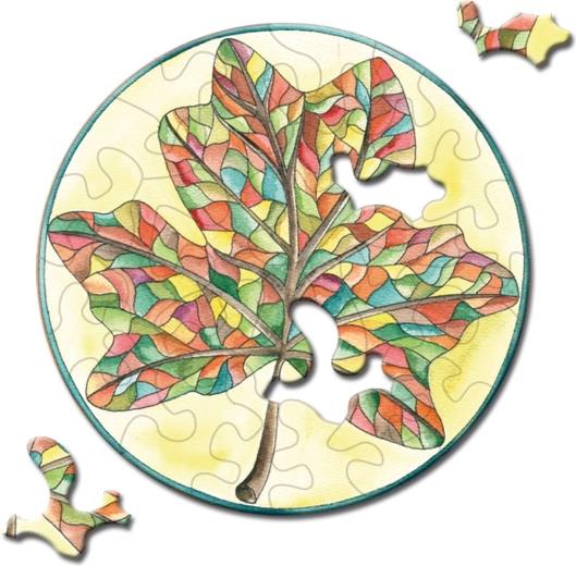 Ronde puzzel CURIOSI Picoli – blad, 33 stukjes