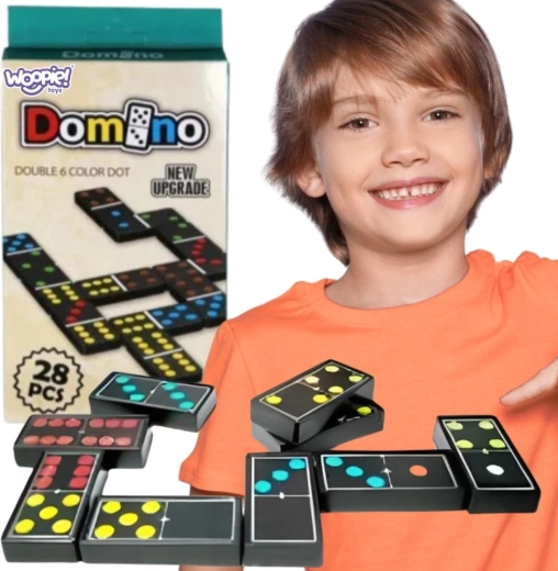 WOOPIE Kleurrijke domino voor het hele gezin, 28 stenen