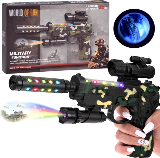 Kinder militaire pistool met projector en lichteffecten moro 32 cm - 1 stuk