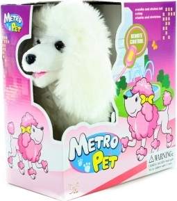 lopende hond aan kabel met kwispelende staart