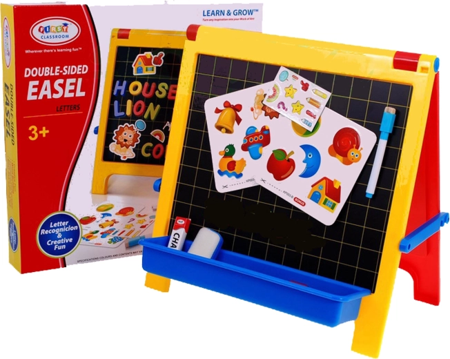 4-in-1 bord met krijt, stift en magnetische letters