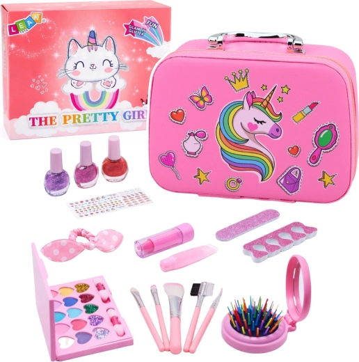 Kinder make-uptasje met eenhoorn en cosmeticaset