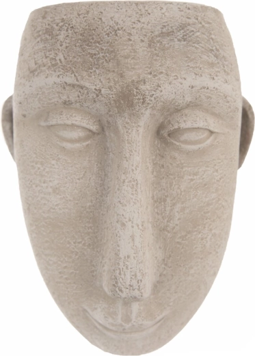 Hangende betonnen bloempot in de vorm van een hoofd, grijs, 15 × 10 × 19 cm