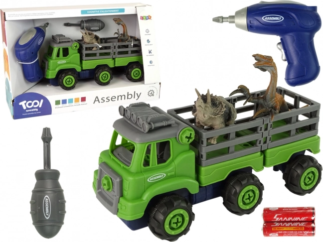 Transport vrachtwagen met dinosaurussen