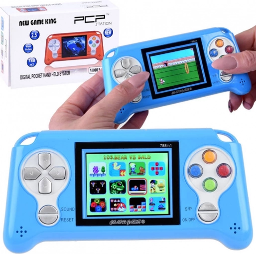 Zakformaat spelconsole met 70 games – Blauw