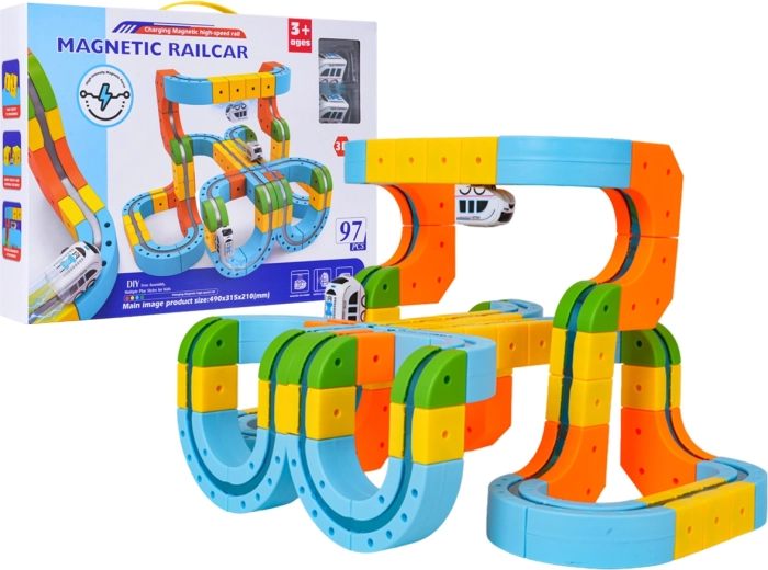 Kleurrijke magnetische treinbaan met 97 onderdelen