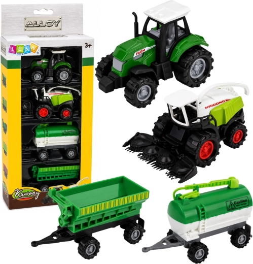 Set landbouwvoertuigen met tractor, hakselaar en tankwagen 1:68 (4 stuks)