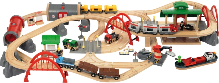 Deluxe treinbaan met geluiden en licht in een kunststof box