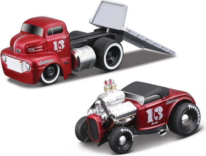 Maisto Muscle Transports 1950 Ford COE Flatbed met Ford Roadster 1:64