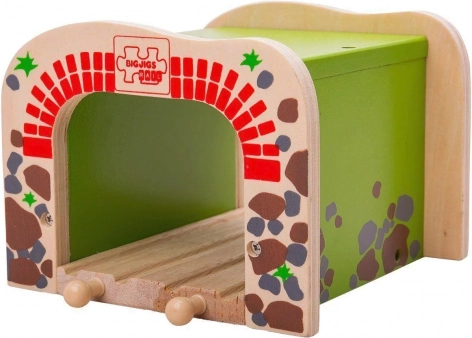 Houten dubbele tunnel voor treinbanen BIGJIGS RAIL