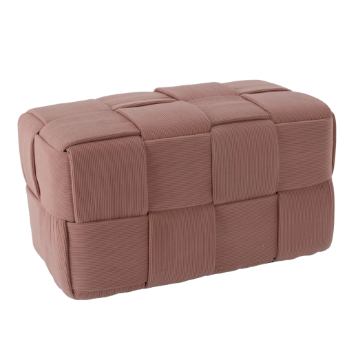Roze gebreide rechthoekige poef 72 × 38 × 38 cm