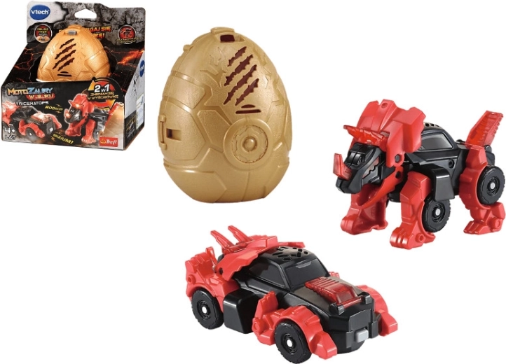 VTech Motozaury Triceratops in een ei – transformeerbare dinosaurus naar raceauto met licht en geluid
