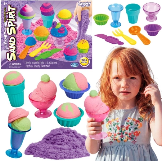 Woopie kinetisch zand – ijssalonset met accessoires (10 stuks)
