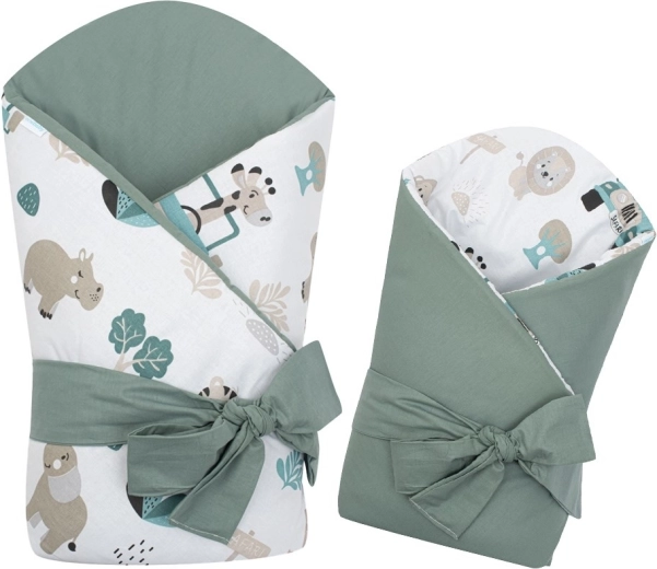 Dubbelzijdige baby-inbakerdoek New Baby Safari II 80 × 80 cm mint