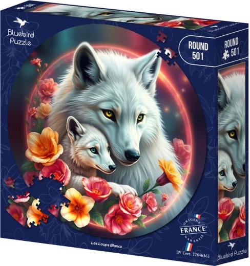 Bluebird ronde puzzel Witte wolven 501 stukjes