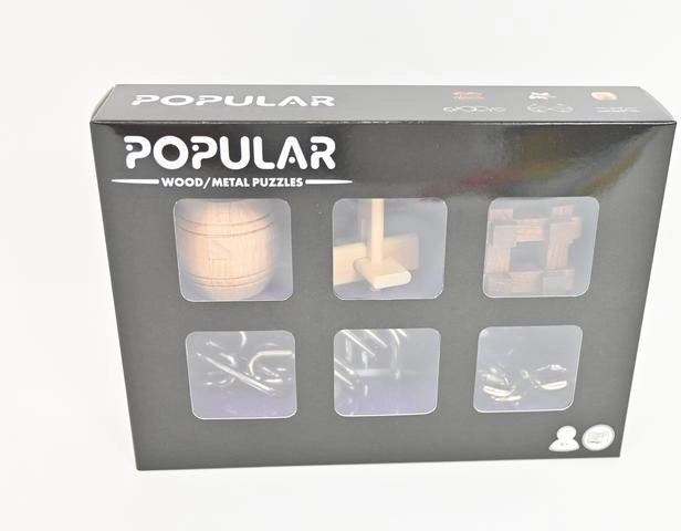 Woodyland Popular set van houten en metalen breinbrekers, 6 stuks