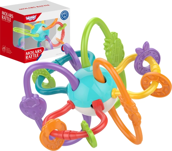 Sensorisch babyspeeltje rammelaar en bijtring 2-in-1 Woopie