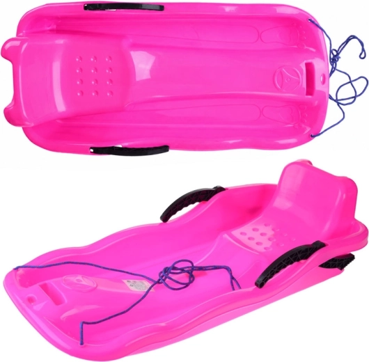 Plastic sneeuwslee met touw en remmen, roze – Roze