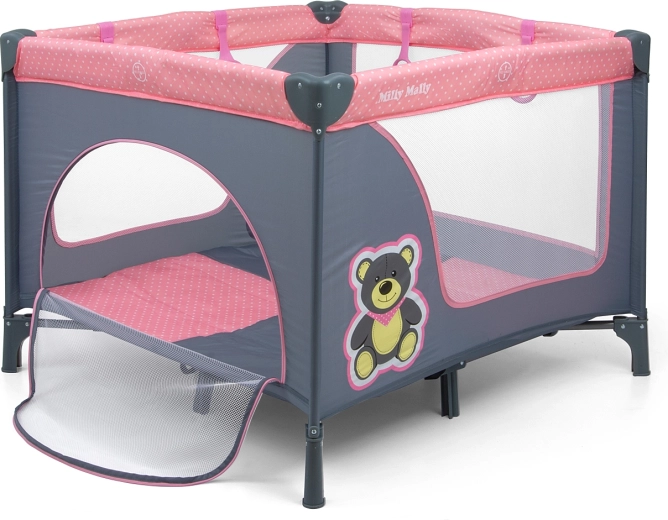 Reisbedje en box Milly Mally Fun Pink Bear