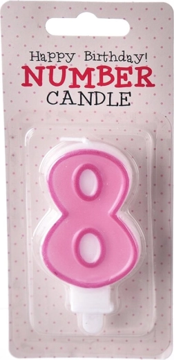 Taartkaars cijfer 8 roze 7 cm
