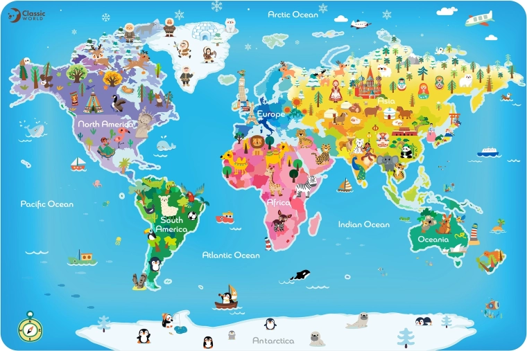 Houten puzzel Wereldkaart voor kinderen Classic World