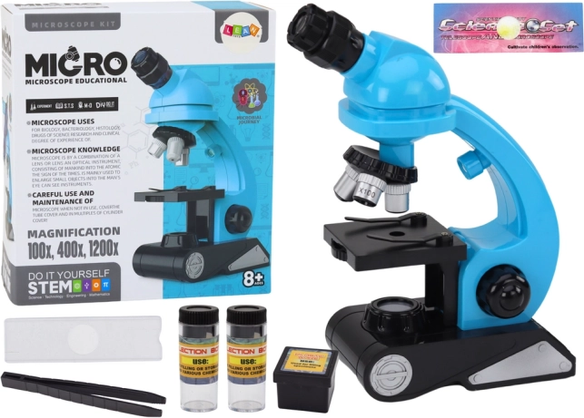 Educatieve microscoop voor kinderen met accessoires blauw