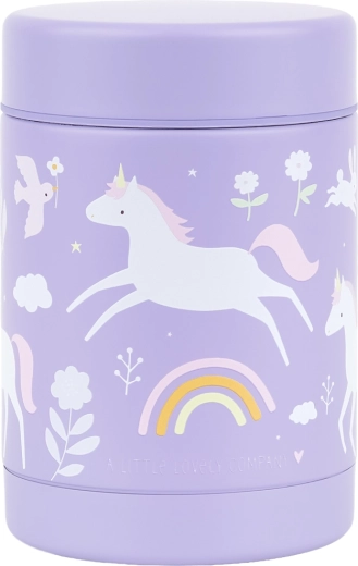 A Little Lovely Company geïsoleerde roestvrijstalen voedselcontainer eenhoorn en regenboog 300 ml