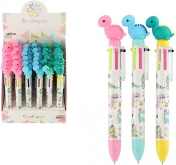 Zeskleurige pen met dinosauraafbeelding