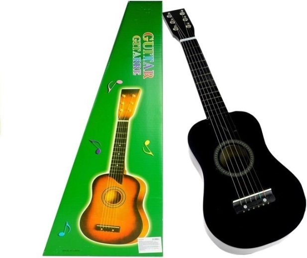 Klassieke Houten Gitaar met Plectrum Zwart 60 cm