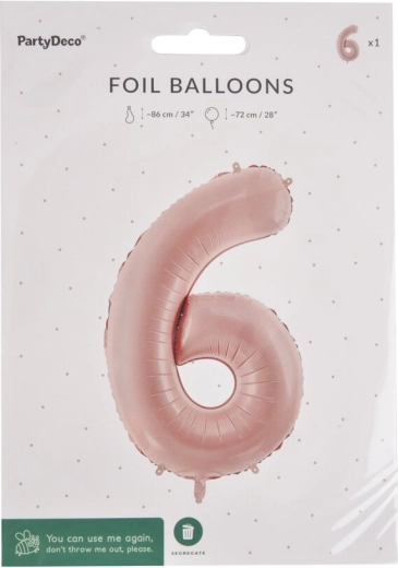 Folieballon cijfer 6 beige 72 cm