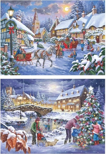 Puzzel House of Puzzles Kerstmis komt eraan, 2 × 500 extra grote stukjes
