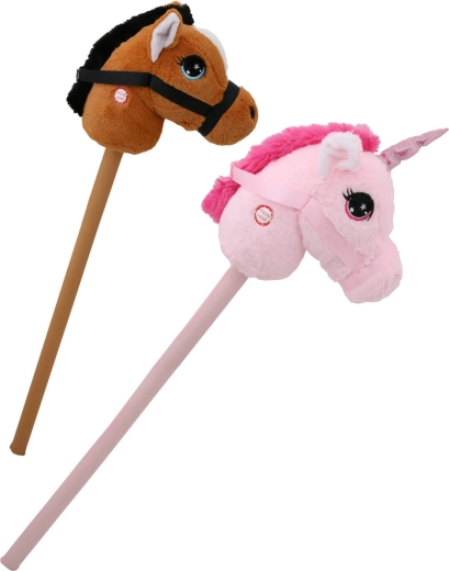 Pluchen hobby horse paard of eenhoorn met geluiden op batterijen - 1 stuk