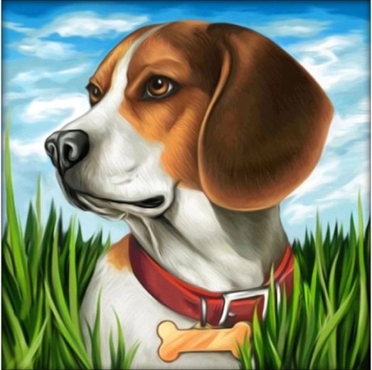 Diamanten mozaïek (diamond painting) hond beagle 30 × 30 cm - 1 stuk