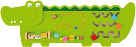 Houten wandmontage sensorische krokodil-activiteitentafel Viga, FSC, Montessori