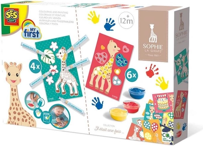 Sophie la girafe creatieve set 2-in-1 – vingerverven en inkleuren